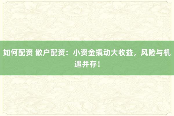 如何配资 散户配资：小资金撬动大收益，风险与机遇并存！