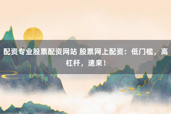 配资专业股票配资网站 股票网上配资：低门槛，高杠杆，速来！