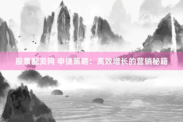 股票配资网 申捷策略：高效增长的营销秘籍