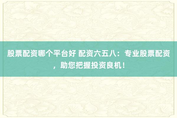 股票配资哪个平台好 配资六五八：专业股票配资，助您把握投资良机！