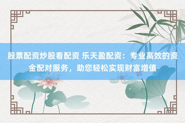 股票配资炒股看配资 乐天盈配资：专业高效的资金配对服务，助您轻松实现财富增值
