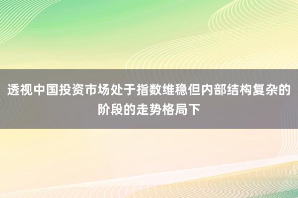 透视中国投资市场处于指数维稳但内部结构复杂的阶段的走势格局下